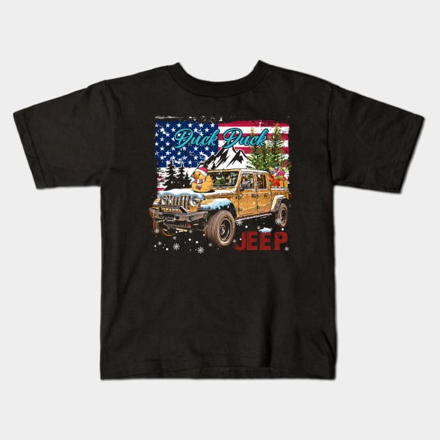 Jeep Gladiator JT series Awesome JEEP Flag Kids T-Shirt by ElenaBerryDesigns